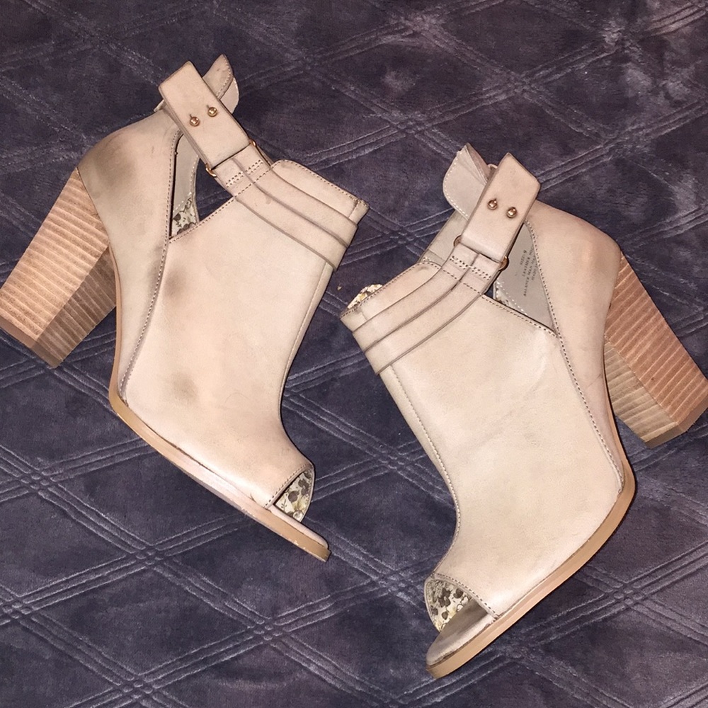 Restricted Taupe Open Toe Booties